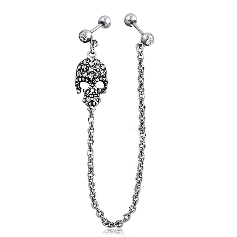 Skull Earrings and Chain 17Rex Style