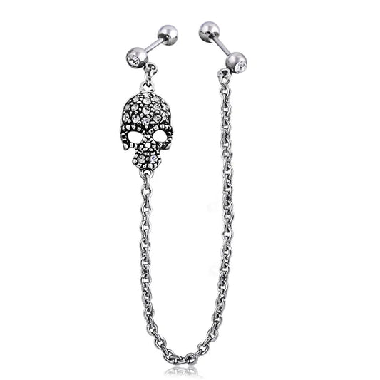 Skull Earrings and Chain 17Rex Style